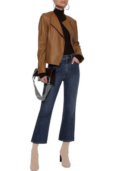 Shop Vince . Woman Leather Biker Jacket Tan