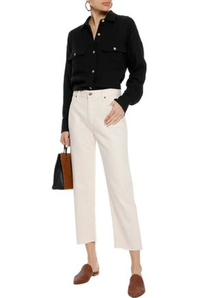 Shop Vince . Woman Cropped Mid-rise Straight-leg Jeans Ivory