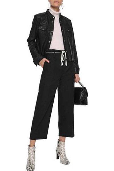 Shop Vince . Woman Linen And Cotton-blend Twill Straight-leg Pants Black