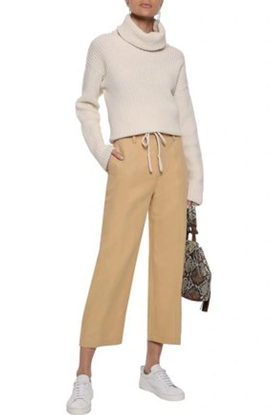 Shop Vince . Woman Linen And Cotton-blend Twill Straight-leg Pants Beige