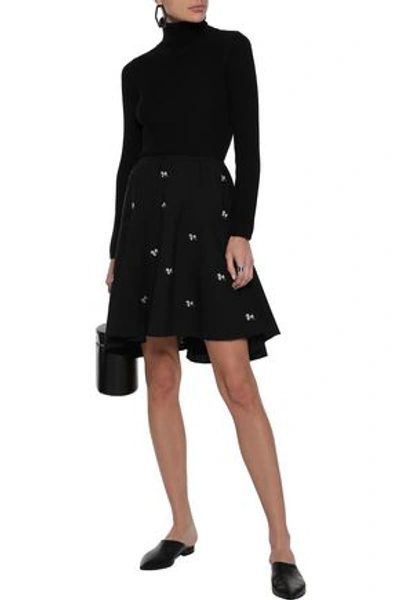 Shop Vince . Woman Embroidered Cotton-poplin Mini Skirt Black