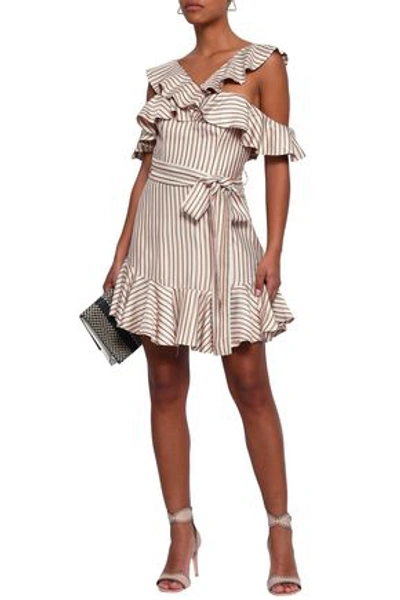 Shop Zimmermann Woman Belted Ruffled Polka-dot Twill Mini Dress Blush