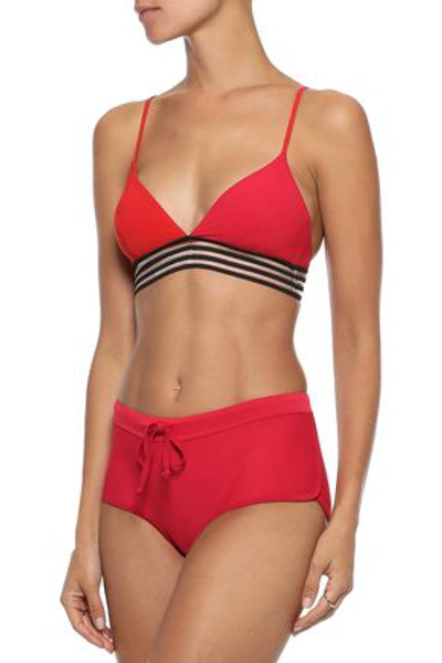 Shop Duskii Kailua Stretch-neoprene Mid-rise Bikini Briefs In Red