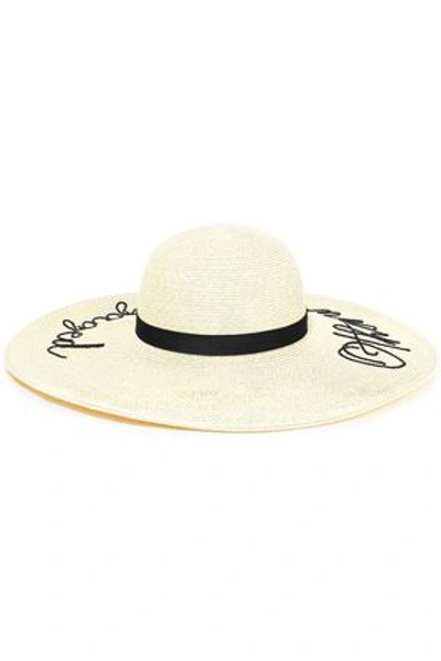 Shop Eugenia Kim Bunny Embroidered Paper-blend Sunhat In Sand