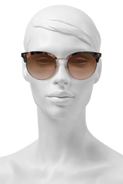 Shop Gucci Woman D-frame Embellished Tortoiseshell Acetate And Gold-tone Sunglasses Mushroom