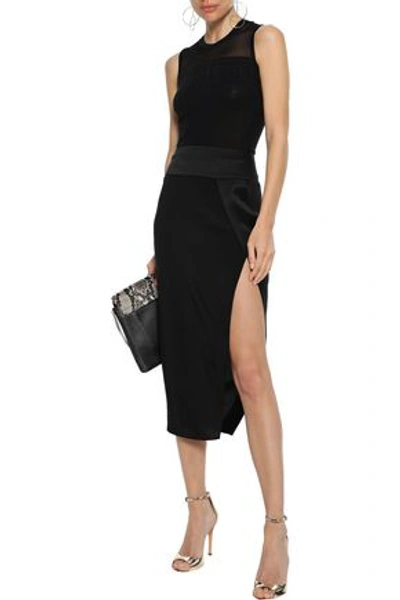 Shop Versace Collection Woman Paneled Jacquard-knit Tank Black
