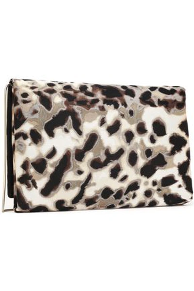 Shop Roger Vivier Woman Leopard-jacquard Envelope Clutch Animal Print