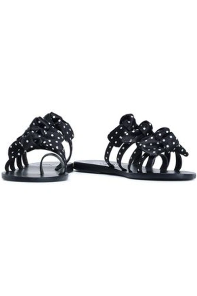 Shop Ancient Greek Sandals Woman Hara Bow-embellished Polka-dot Satin And Leather Slides Black