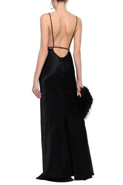 Shop Ann Demeulemeester Woman Open-back Crinkled-satin Gown Black