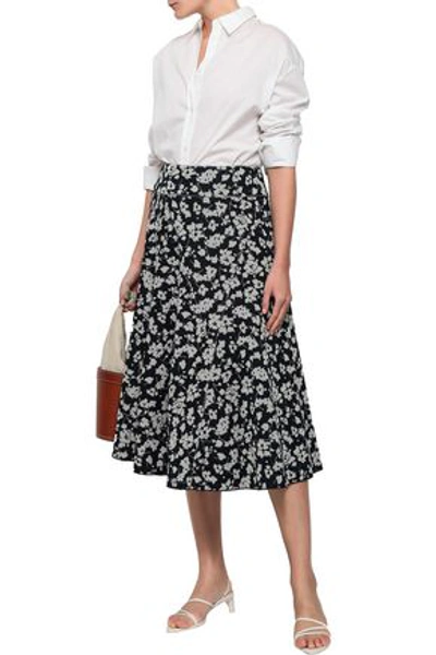 Shop Derek Lam Woman Jacquard-knit Midi Skirt Navy