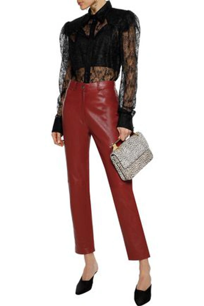 Shop Magda Butrym Woman Evansville Leather Straight-leg Pants Brick