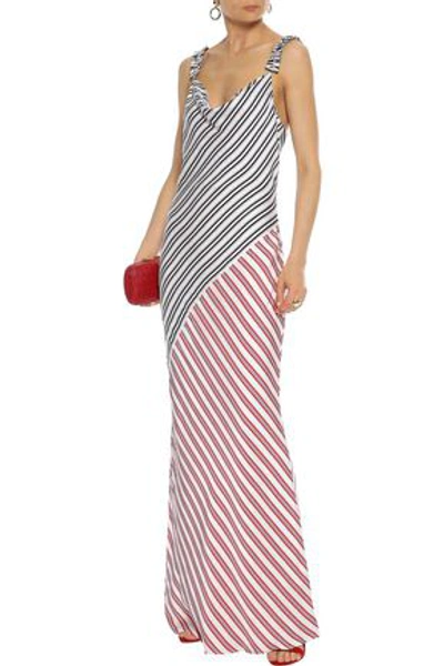 Shop Rebecca Vallance Woman Marrakech Paneled Striped Sateen Maxi Dress Red