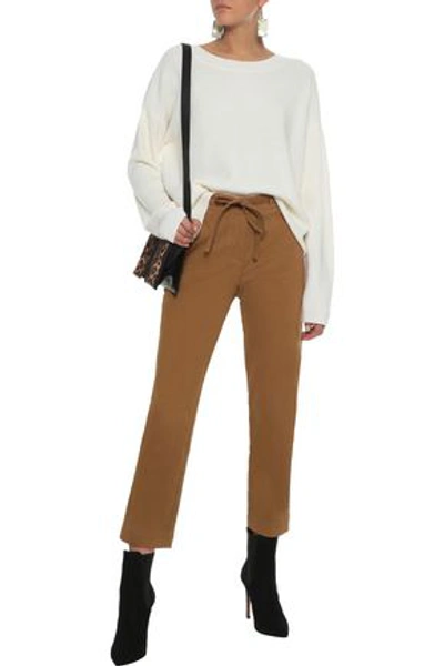 Shop Robert Rodriguez Woman Cotton-blend Twill Slim-leg Pants Light Brown