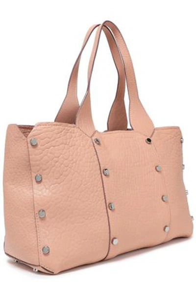 Shop Jimmy Choo Woman Studded Textured-leather Tote Blush
