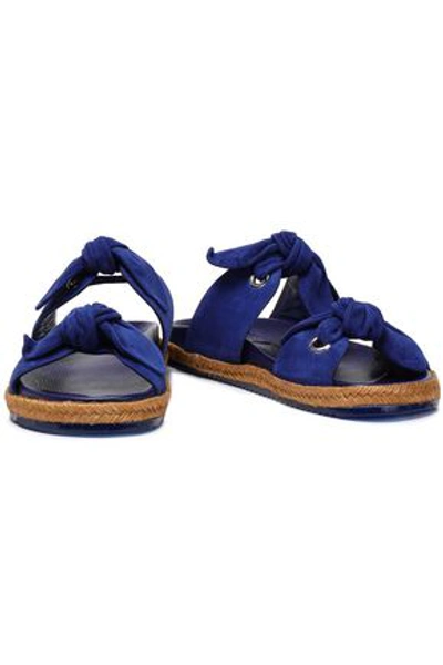 Shop Jimmy Choo Nixon Knotted Suede Slides In Royal Blue