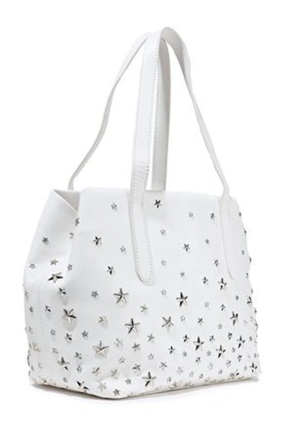 Shop Jimmy Choo Sofia Studded Leather Tote In White