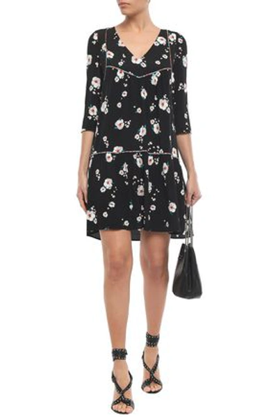 Shop Ba&sh Woman Gathered Floral-print Crepe Mini Dress Black