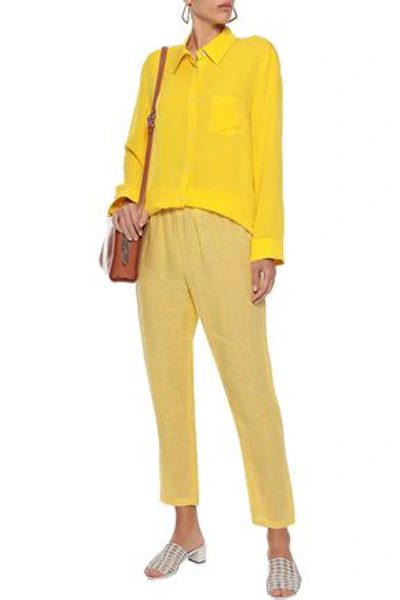Shop Mansur Gavriel Woman Silk Crepe De Chine Shirt Yellow