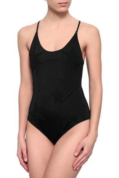Shop Love Stories Pixie Appliquéd Swimsuit In Black