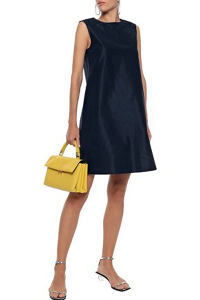 Shop Mansur Gavriel Woman Cotton And Silk-blend Taffeta Mini Dress Midnight Blue