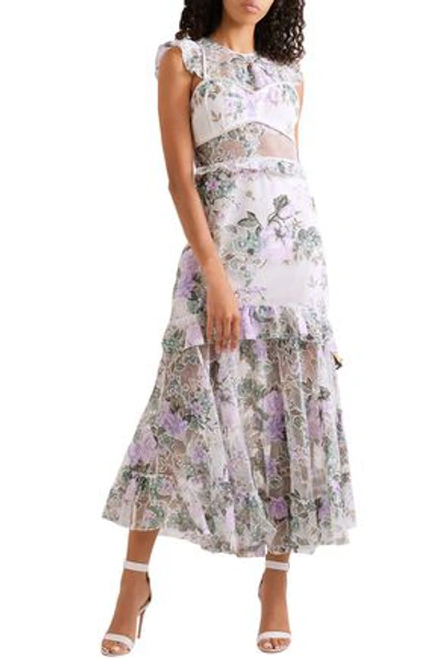 Shop Alice Mccall Oh So Lovely Floral-print Mesh Midi Dress In Lavender