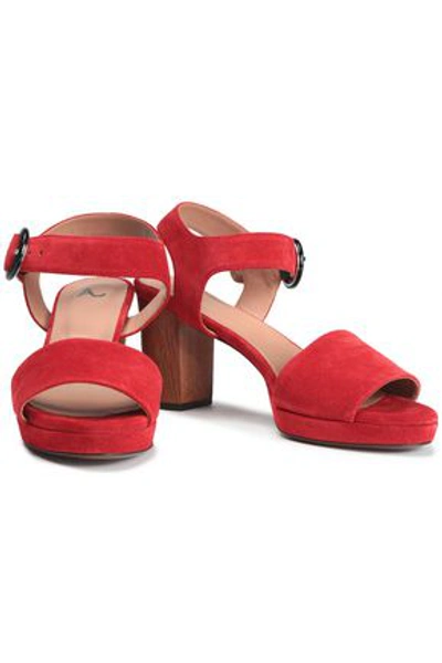 Shop Alexa Chung Alexachung Woman Suede Sandals Crimson