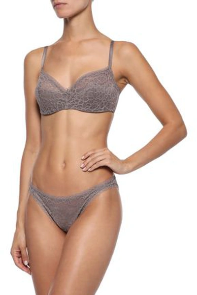 Shop Eres Baci Ciao Corded Lace Low-rise Briefs In Taupe