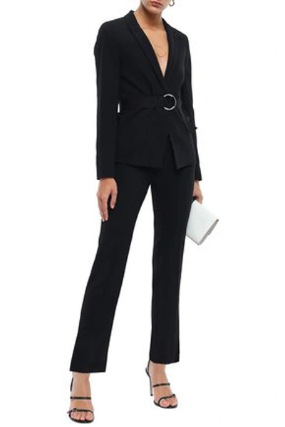 Shop Ba&sh Sunny Belted Textured-crepe Blazer In Black