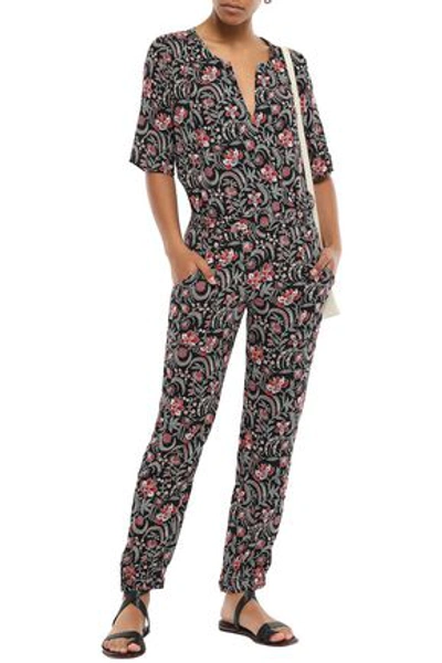 Shop Ba&sh Woman Hollywood Wrap-effect Floral-print Voile Jumpsuit Black
