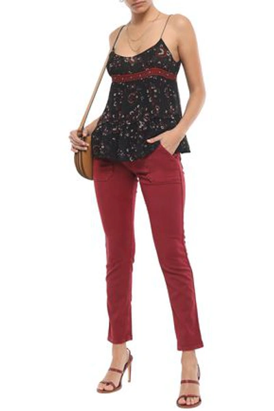 Shop Ba&sh Woman Sally Mid-rise Slim-leg Jeans Claret