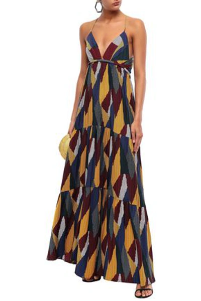 Shop Ba&sh Woman Open-back Printed Crepe Maxi Dress Multicolor