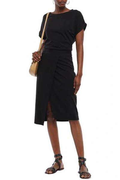 Shop Ba&sh Woman Clare Wrap-effect Cotton-jersey Dress Black