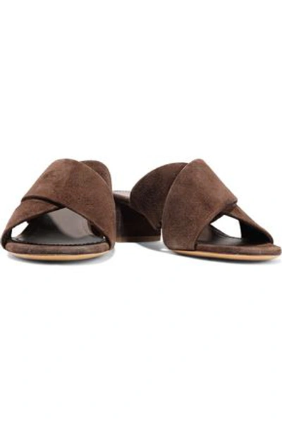 Shop Mansur Gavriel Woman Suede Sandals Chocolate