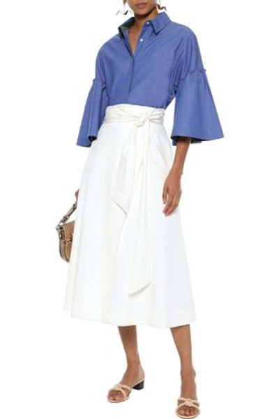 Shop Isolda Woman Acai Cotton-chambray Shirt Blue