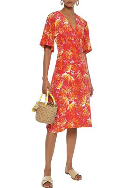 Shop Isolda Woman Anita Silk Dress Papaya