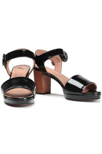 Shop Alexa Chung Alexachung Woman Patent-leather Sandals Black