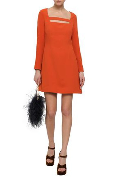 Shop Alexa Chung Alexachung Woman Cutout Crepe Mini Dress Orange