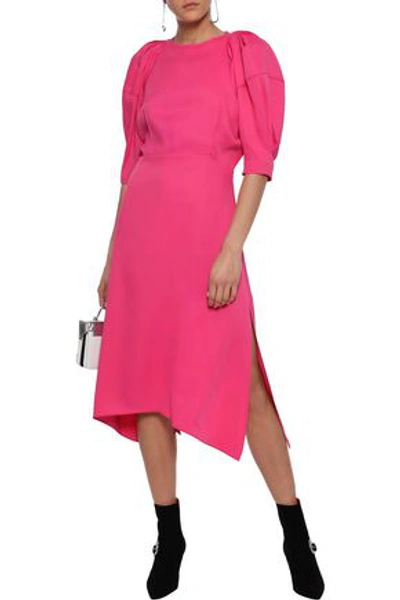 Shop Khaite Cynthia Gathered Satin-crepe Dress In Bright Pink
