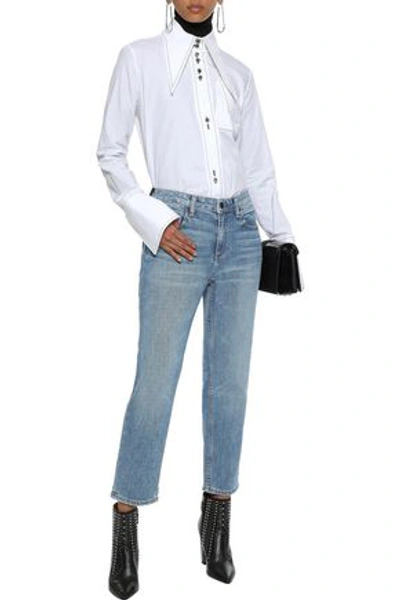 Shop Alexander Wang T Alexanderwang.t Woman Ride Mid-rise Straight-leg Jeans Mid Denim