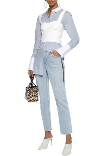 Shop Alexander Wang T Alexanderwang.t Woman Zip-detailed High-rise Straight-leg Jeans Light Denim