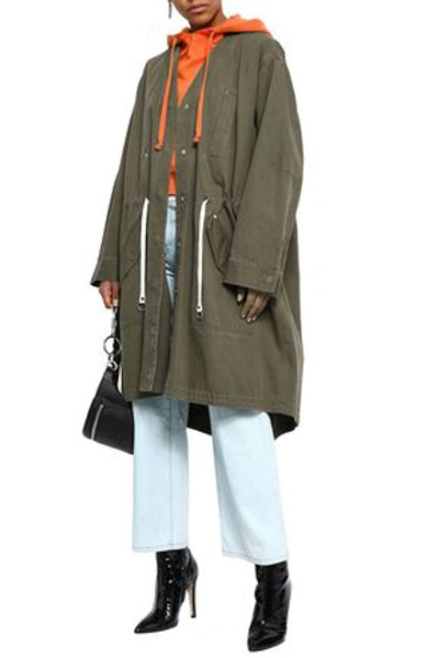 Shop Alexander Wang T Cotton-canvas Parka In Army Green