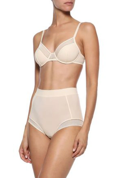 Shop Eres Radieuse Mesh-trimmed Stretch-jersey High-rise Briefs In Cream