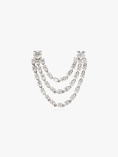 Shop Anita Ko 18k White Gold Double Piercing Triple Loop Diamond Earring In Metallic