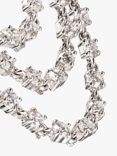 Shop Anita Ko 18k White Gold Double Piercing Triple Loop Diamond Earring In Metallic