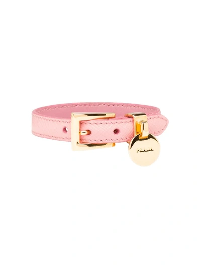 Shop Prada Saffiano Leather Bracelet In Rosa