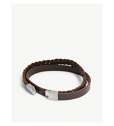 Shop Ted Baker Plaited Leather Bracelet In Brown