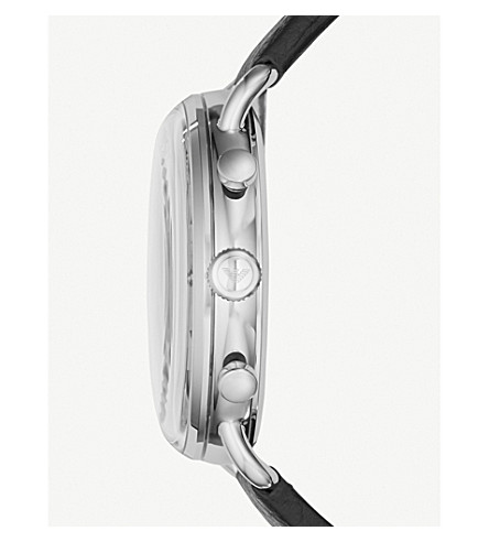 emporio armani stopwatch in stainless steel and leather 11105