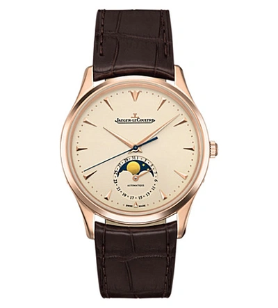 Shop Jaeger-lecoultre Mens Q1362520 Master Moon Phase Stainless Steel And Leather Watch