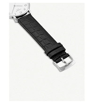 Shop Tissot T109.410.16.032.00 Everytime Stainless Steel And Leather Watch In Silver/black