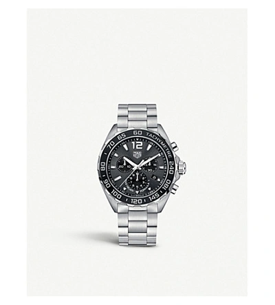 Shop Tag Heuer Caz1011.ba0842 Formula 1 Stainless Steel Chronograph Watch In Silver/black